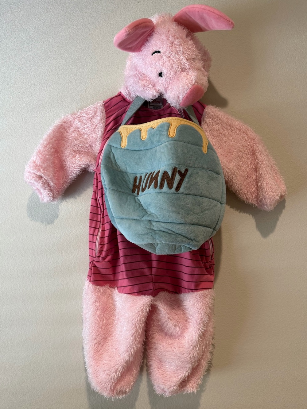 Disney Pink Plush Piglet Costume with 'Hunny' candy pail
